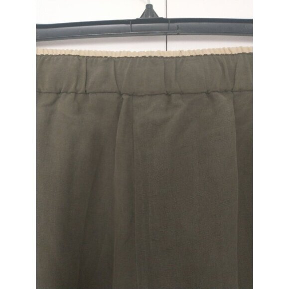 Coldwater Creek Pants Silk Linen Natural Fit Wide Leg Olive Green Pockets - 14 - Picture 6 of 8